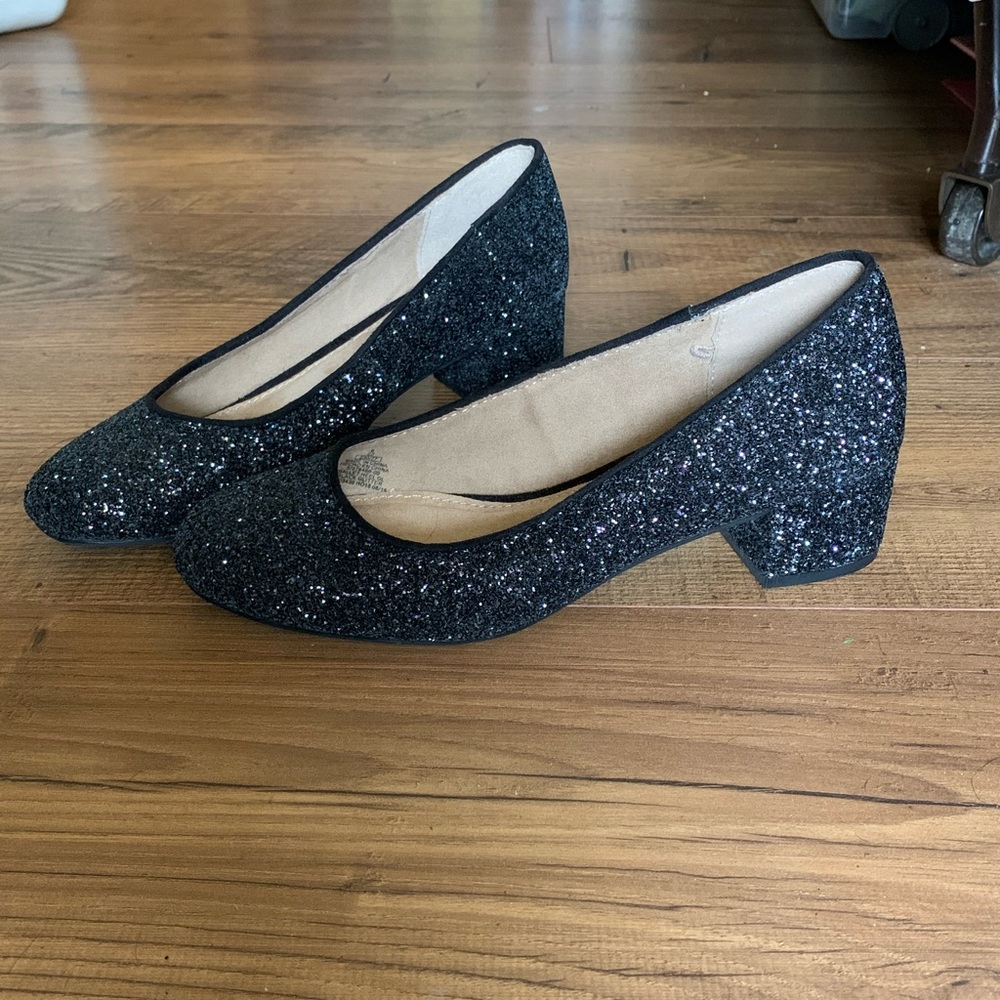 Short Black Glitter Heels